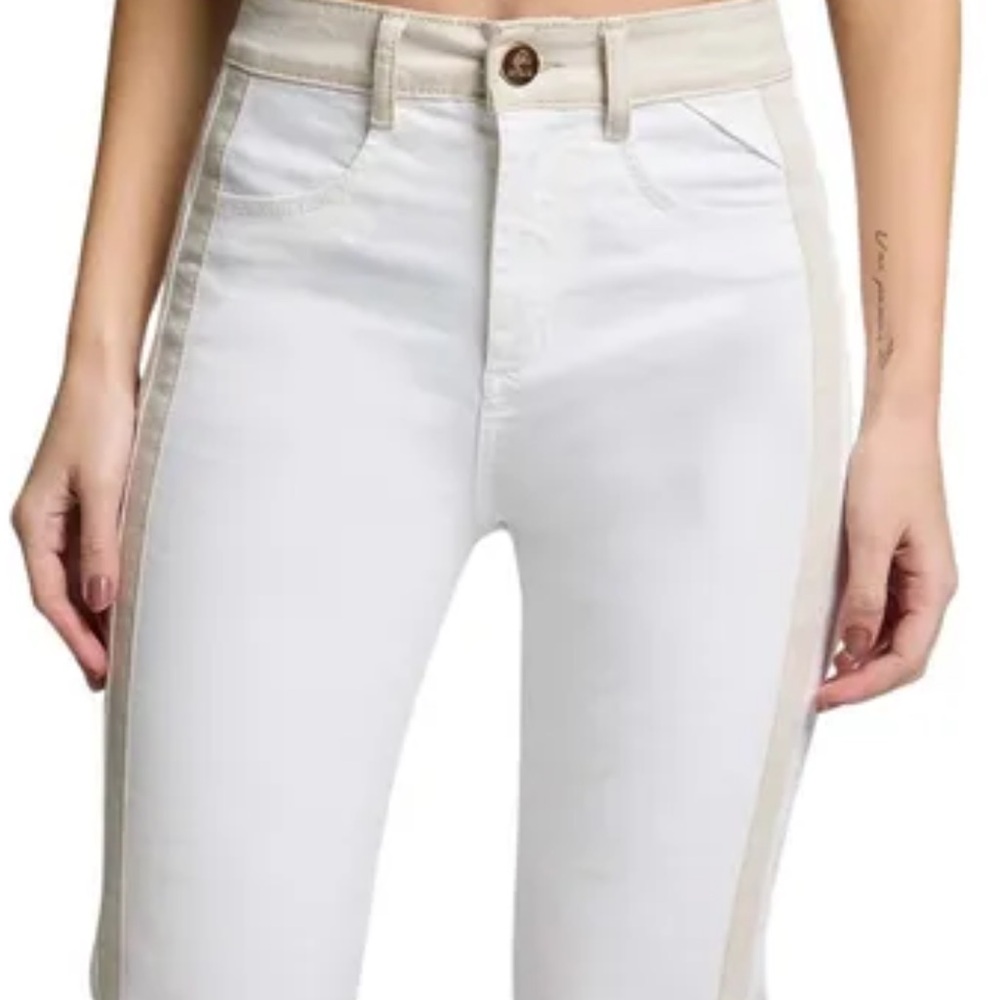 NWT Veronica Beard‎ Debbie Skinny Tuxedo Stripe White Jeans Size 24
